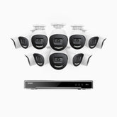 H800X - 4K 16 Channel 12 Cameras PoE Security System, 1/1.8'' BSI Sensor, f/1.6 Aperture (0.003 Lux), Siren & Strobe Alarm,Two-Way Audio, Human & Vehicle Detection, Perimeter Protection, Works with Alexa